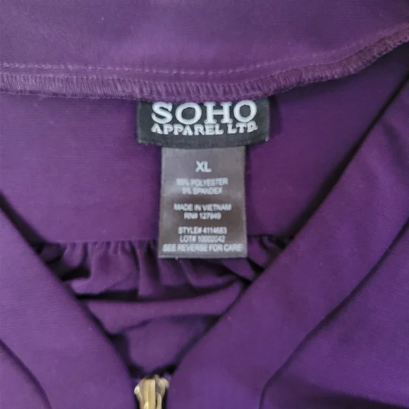 SoHo Apparel LTD Purple Top  XL - Picture 7 of 8